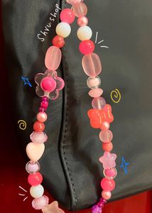 Pink Beaded Bag Keychain