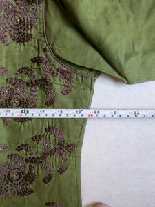Mehendi Green And Brown Pure Cotton Suit