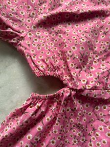 Pink Floral Cutout Dress