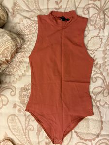 Forever21 Rust Sleeveless Mock Neck Bodysuit