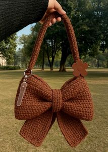 Pink Crochet Bow Handbag