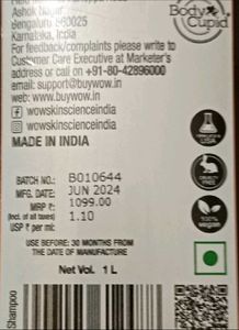 WOW Apple Cider Vinegar Shampoo litres