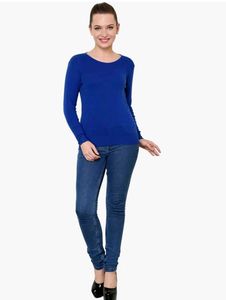 Blue Color Knitted Pull Over Sweater