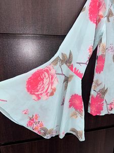 Blue Pink Floral Top