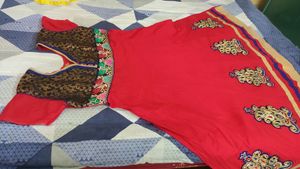 50%off Red ♥️ Anarkali Flare  Cotton Kurta Churida