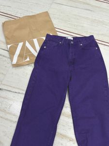 Zara Purple Denim Pants