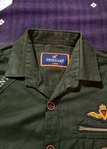 Olive Green Embellished Shirt