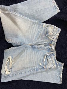 High Waist Blue Ribbed Jeans