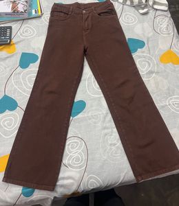 Brown Wide Leg Denim