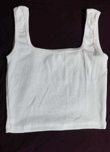 White Ribbed Tank Top
