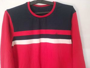 Striped Red Sweatshirt,not faded,like New L size