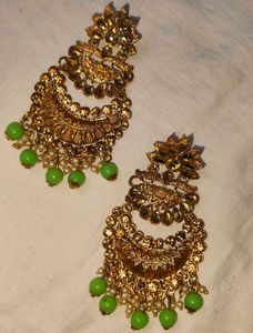 Gold Plated Thappa Jadau Kundan Earrings