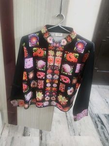 Floral Print Zip Up Jacket