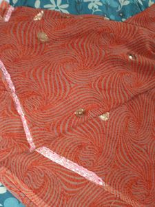 Elegant Orange Fancy Saree