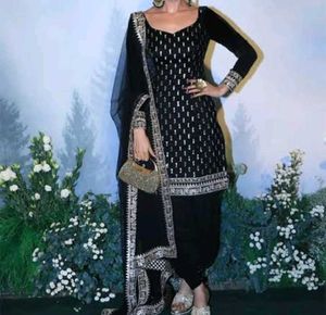 Black & Silver Embellished Salwar Kameez