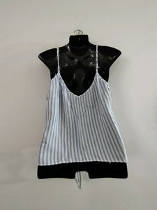White With Blue Striped Top (Women&#39;s)