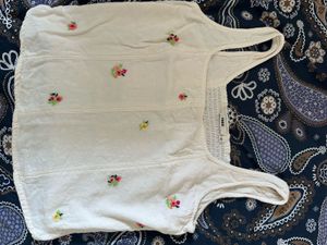 Off White Cotton Crop Top