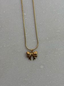 Gold Bow Necklace Anti-tarnish