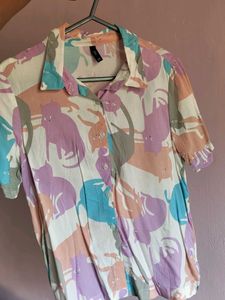 Colorful Cat Print Short Sleeve Top