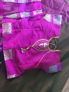 Pattupavadai for girls with black jumka