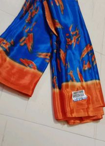 Blue & Orange Shibori Silk Saree