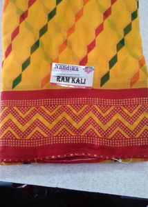 Ram Kali Saree - Yellow & Red