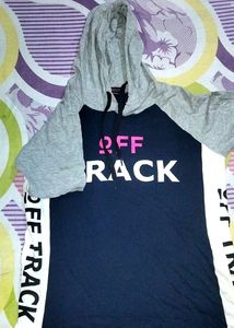 Crop Top Hoodie (S) Size Blue And Grey Colour