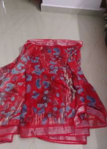 Red Floral Saree,wore once