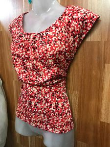 Red &amp; White Dotted Blouse