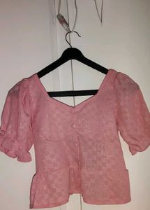 Pink Puff Sleeves Peplum Top🌸💌