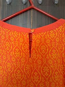 Orange Printed Kurta