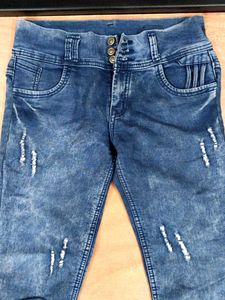 Stylish Blue Distressed Jeans