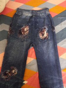 Floral Print Denim Jeans
