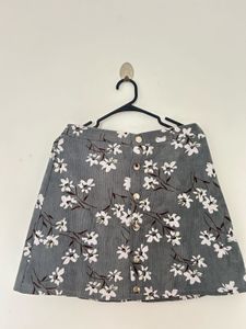 Floral A-Line Button Skirt