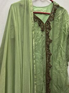 Green Embroidered Kurta Set