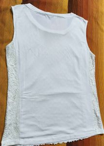 Chaitelaine Women Cream Knitted Cutout Style Top