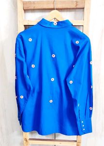 Blue Floral Embroidered Shirt size-44-46