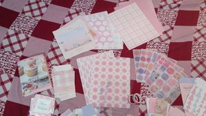 The AutoStory Paper Aesthetic Scrapbook Kit, Junk/Daily Journal Scrapbooking Supplies Stationery, A6 Grid Notebook, Diy Journaling Craft Gift For Teen Girls, Boys, Kids, Women (My Sweetheart), Pink