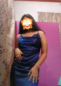 Navy Blue Boat Neck Party Dress