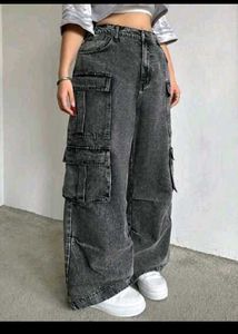 Black Wash Cargo Jeans