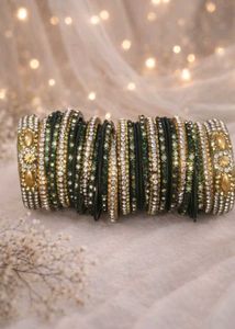 Green &amp; Golden Bangle Set