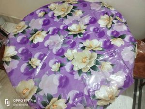 Long Lavender Table Cloth With Eligent Flowers
