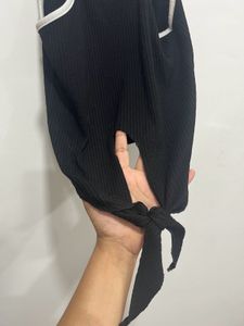 Black Ribbed Crob Trop Back Tie Knot | Small Siz