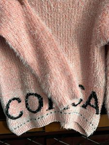 Pink CONSA Pullover With Shredded Wool