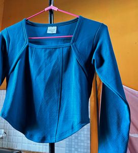 Blue Full Sleeve Corset    Top