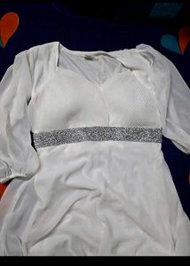 Beautiful White Stone Belt Dress