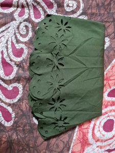 Olive Green Laser Cut Blouse