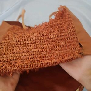 Brown Faux Leather top