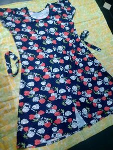 Beautiful Navy Blue Colour With Floral Design Top
