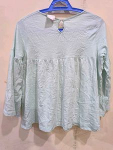 Mint Green Bell Sleeves Top For Girls.